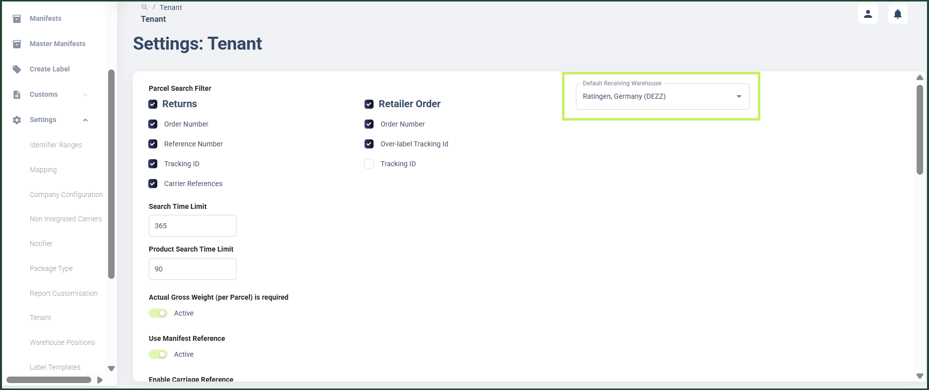 tenant_default_receiving_warehouse